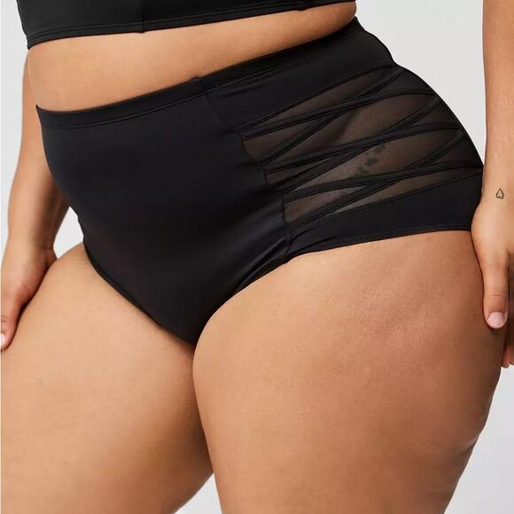 Torrid NEW 2X High-Rise Lattice-Side Swim Bottom Minimalist Mesh Swim Cruise - Picture 1 of 9